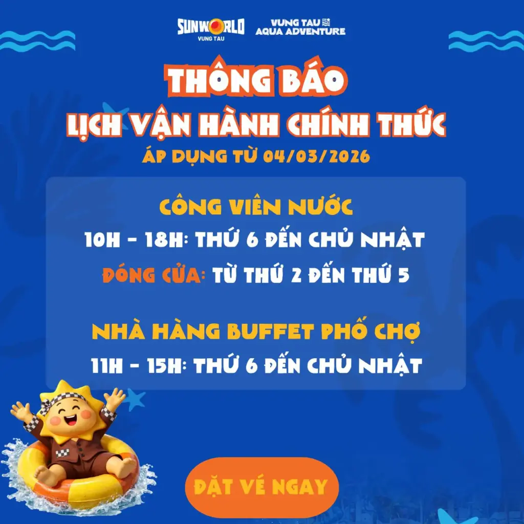 Lich vận hành công viên nước vũng tàu